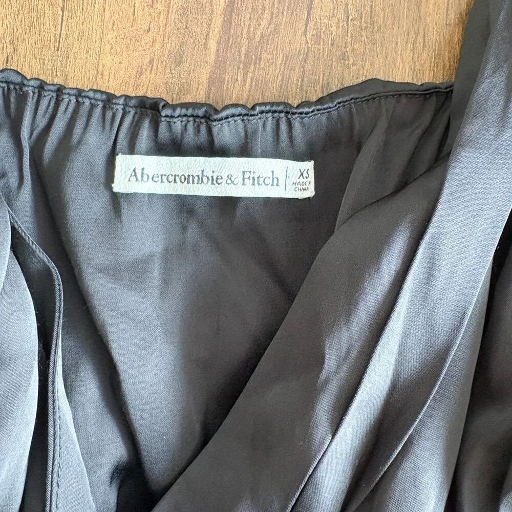 Abercrombie & Fitch Black Maxi Wrap Slip Dress